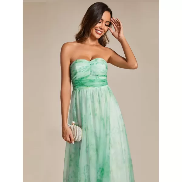 EverPretty Womens A Line Strapless Sleeveless Frenulum Bowknot Maxi Evening Dresses 02114Mint Green