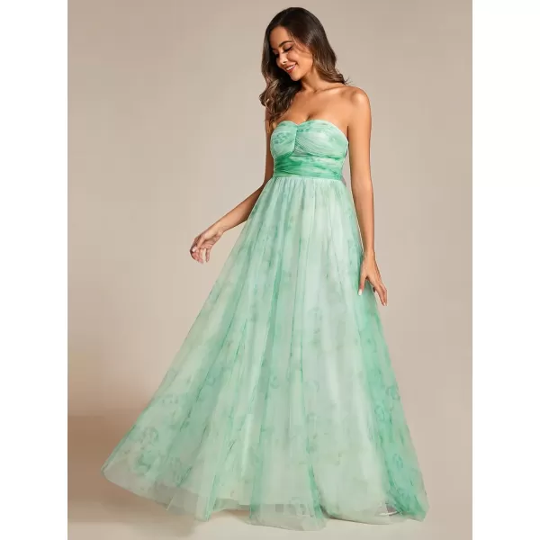 EverPretty Womens A Line Strapless Sleeveless Frenulum Bowknot Maxi Evening Dresses 02114Mint Green