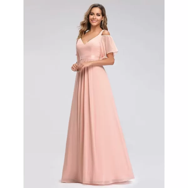 EverPretty Womens ALine Cold Shoulder Bridesmaid Dress Evening Gowns 7871Pink