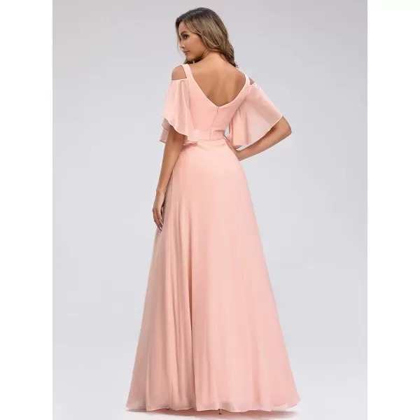 EverPretty Womens ALine Cold Shoulder Bridesmaid Dress Evening Gowns 7871Pink