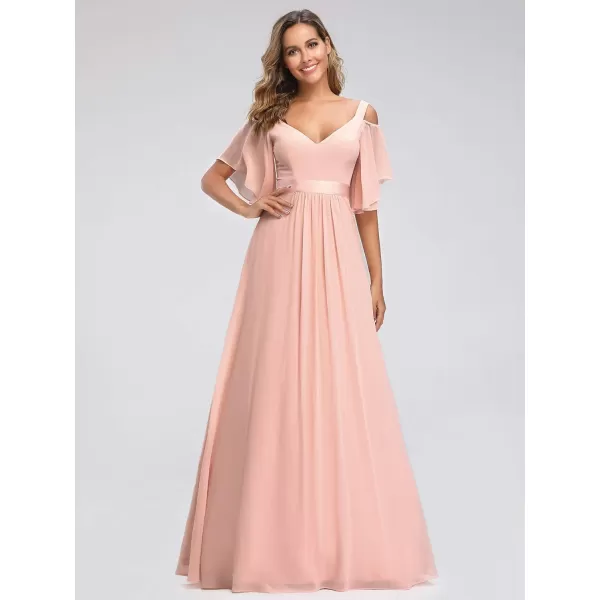 EverPretty Womens ALine Cold Shoulder Bridesmaid Dress Evening Gowns 7871Pink