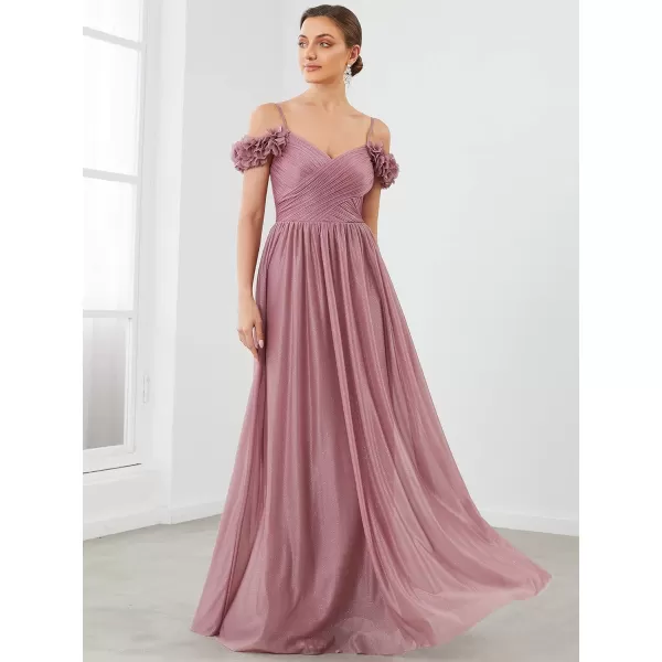 EverPretty Womens ALine Off Shoulder Spaghetti Strap Tulle Formal Evening Gowns 50183Orchid