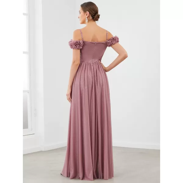 EverPretty Womens ALine Off Shoulder Spaghetti Strap Tulle Formal Evening Gowns 50183Orchid