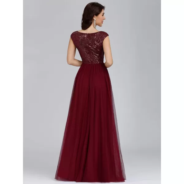 EverPretty Womens ALine Sequins Patchwork Long Evening Gowns 0983Burgundy