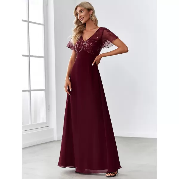 EverPretty Womens ALine Sweetheart Illusion Embroidered Maxi Party Evening Dress 7706Burgundy