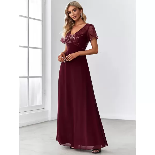 EverPretty Womens ALine Sweetheart Illusion Embroidered Maxi Party Evening Dress 7706Burgundy