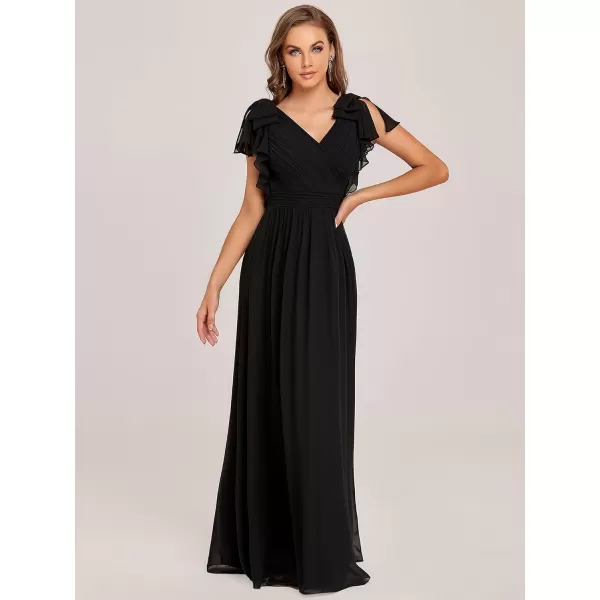 EverPretty Womens ALine Wedding Bridesmaid Dress Long Formal Dress 7709Black