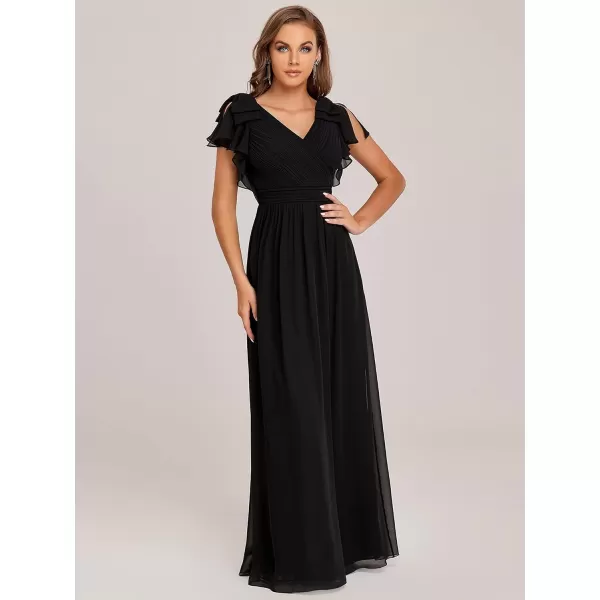 EverPretty Womens ALine Wedding Bridesmaid Dress Long Formal Dress 7709Black
