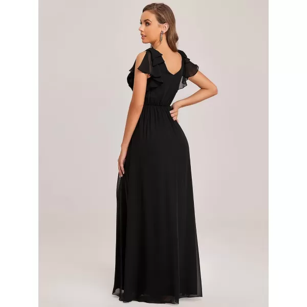 EverPretty Womens ALine Wedding Bridesmaid Dress Long Formal Dress 7709Black