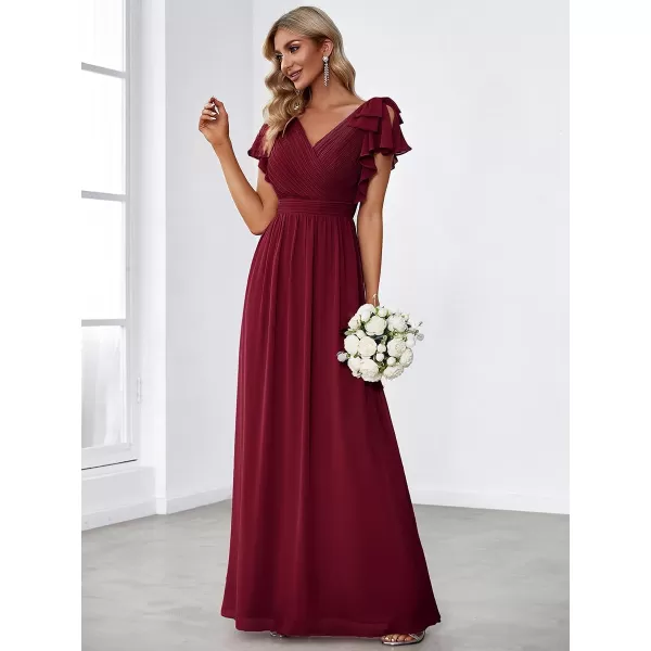 EverPretty Womens ALine Wedding Bridesmaid Dress Long Formal Dress 7709Burgundy