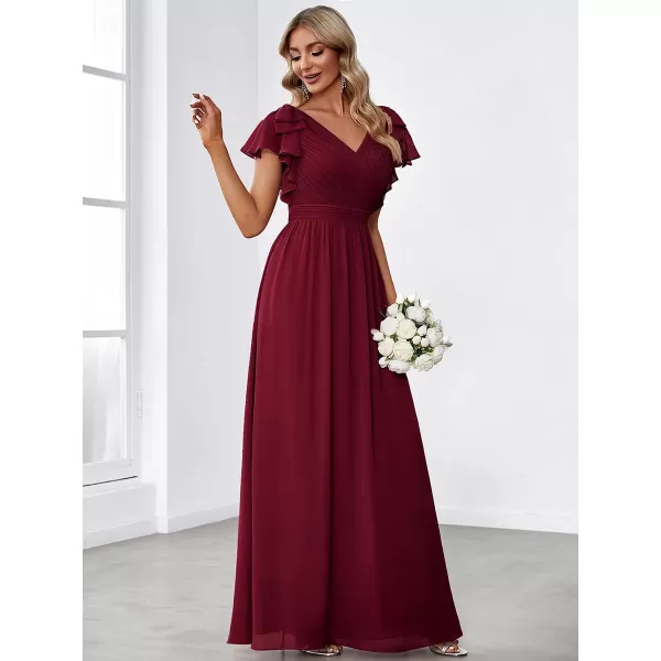 EverPretty Womens ALine Wedding Bridesmaid Dress Long Formal Dress 7709Burgundy