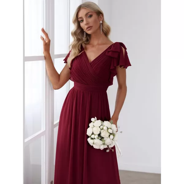 EverPretty Womens ALine Wedding Bridesmaid Dress Long Formal Dress 7709Burgundy