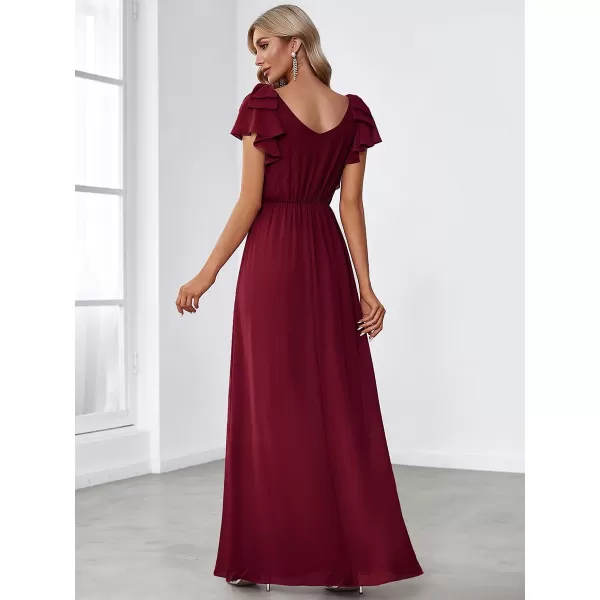 EverPretty Womens ALine Wedding Bridesmaid Dress Long Formal Dress 7709Burgundy