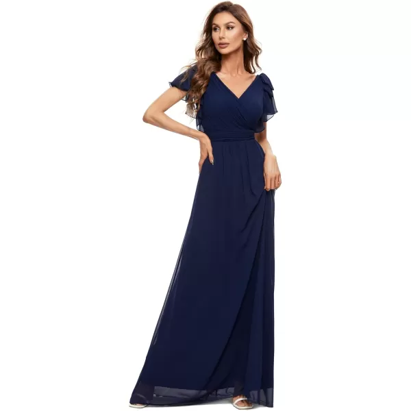 EverPretty Womens ALine Wedding Bridesmaid Dress Long Formal Dress 7709Navy