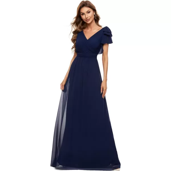 EverPretty Womens ALine Wedding Bridesmaid Dress Long Formal Dress 7709Navy