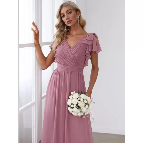 EverPretty Womens ALine Wedding Bridesmaid Dress Long Formal Dress 7709Orchid