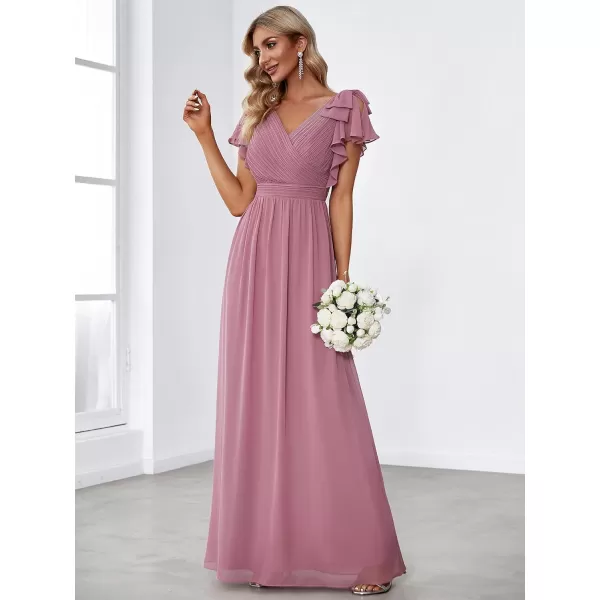 EverPretty Womens ALine Wedding Bridesmaid Dress Long Formal Dress 7709Orchid