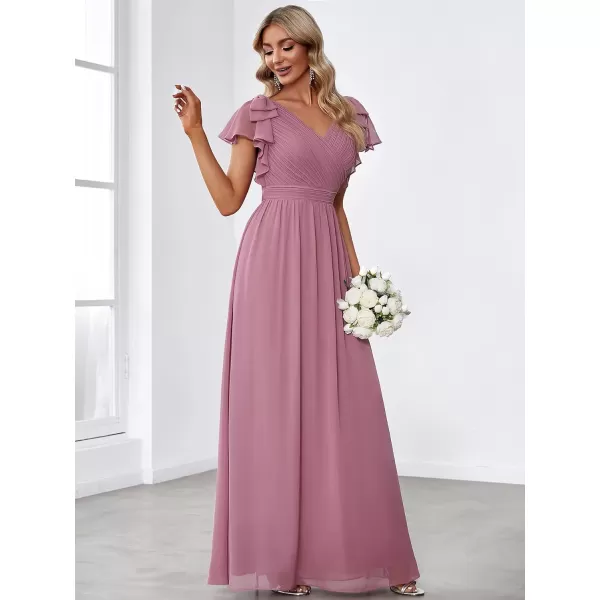 EverPretty Womens ALine Wedding Bridesmaid Dress Long Formal Dress 7709Orchid