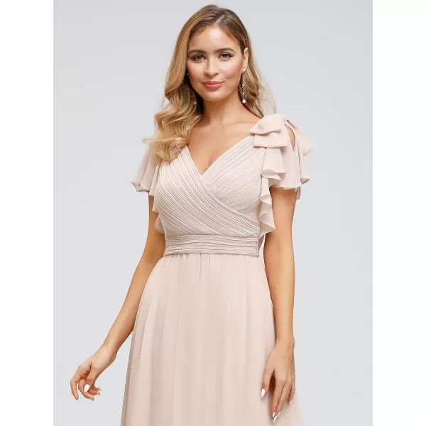 EverPretty Womens ALine Wedding Bridesmaid Dress Long Formal Dress 7709Pink