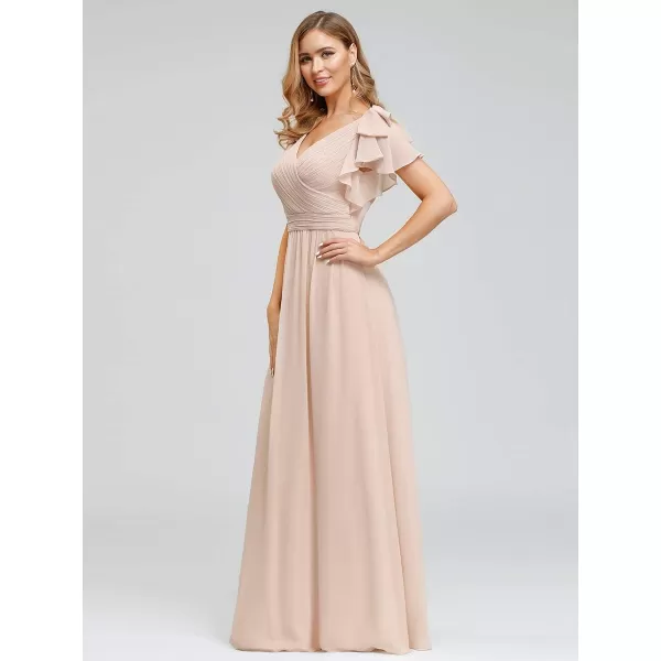 EverPretty Womens ALine Wedding Bridesmaid Dress Long Formal Dress 7709Pink