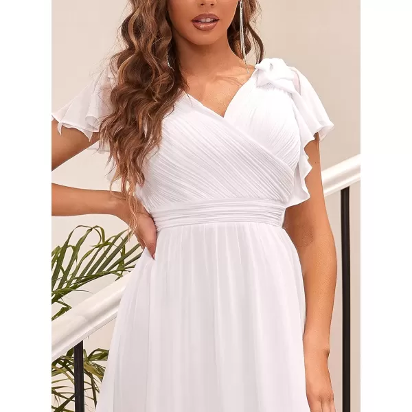 EverPretty Womens ALine Wedding Bridesmaid Dress Long Formal Dress 7709White