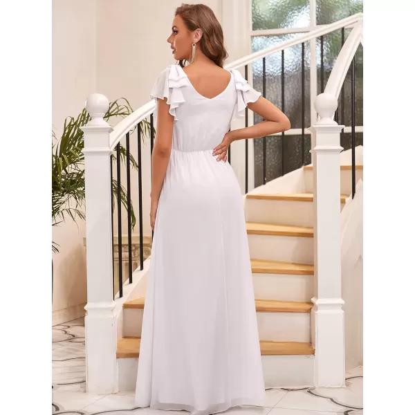 EverPretty Womens ALine Wedding Bridesmaid Dress Long Formal Dress 7709White