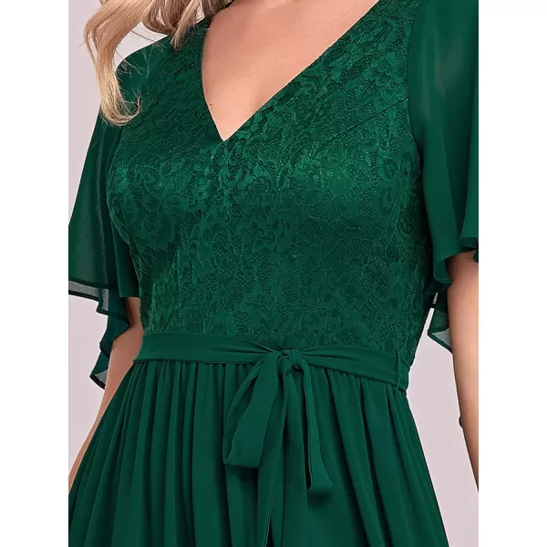 EverPretty Womens Aline Shawl VNeck Chiffon Evening Party Dress 0640Dark Green