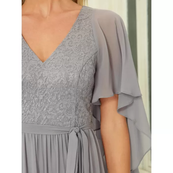 EverPretty Womens Aline Shawl VNeck Chiffon Evening Party Dress 0640Gray