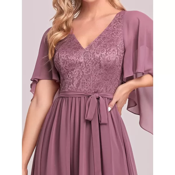 EverPretty Womens Aline Shawl VNeck Chiffon Evening Party Dress 0640Orchid