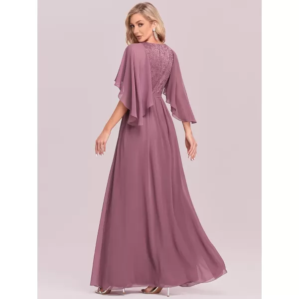 EverPretty Womens Aline Shawl VNeck Chiffon Evening Party Dress 0640Orchid