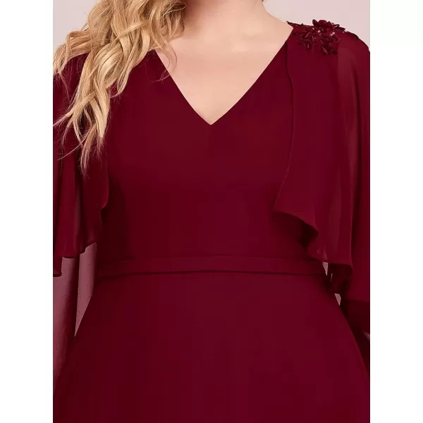 EverPretty Womens Applique Chiffon Long Sleeve Maxi Formal Evening Party Dress 0638Burgundy