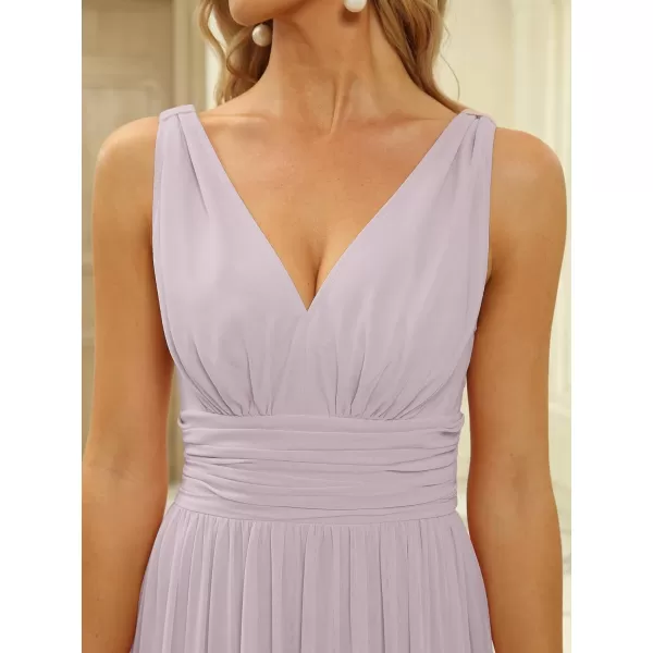 EverPretty Womens Bridesmaid Dress VNeck Sleeveless A Line Chiffon Floor Length Formal Dress 09016Lilac