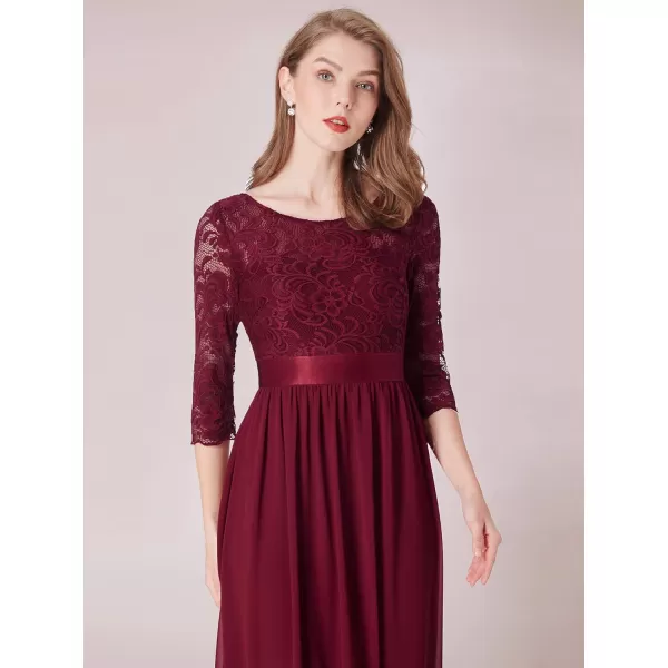 EverPretty Womens Bridesmaid Dresses 34 Sleeve Empire Waist Maxi Mother of The Bride DressesBurgundy