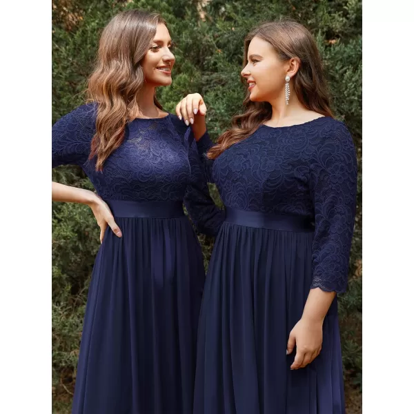 EverPretty Womens Bridesmaid Dresses 34 Sleeve Empire Waist Maxi Mother of The Bride DressesNavy Blue