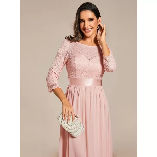 EverPretty Womens Bridesmaid Dresses 34 Sleeve Empire Waist Maxi Mother of The Bride DressesPink