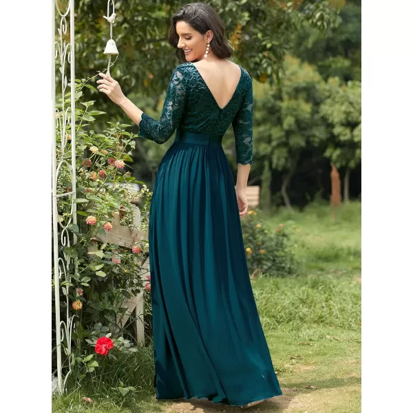 EverPretty Womens Bridesmaid Dresses 34 Sleeve Empire Waist Maxi Mother of The Bride DressesTeal