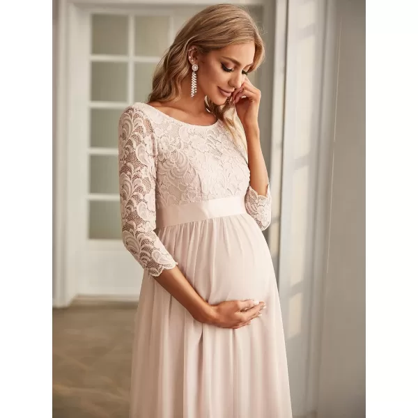 EverPretty Womens Chiffon 34 Sleeve Aline Lace Embroidery Maternity Dress 20797EYUSBlush