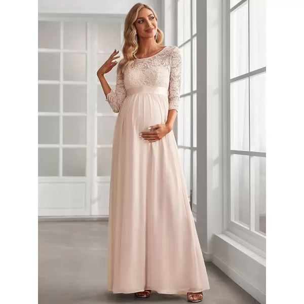 EverPretty Womens Chiffon 34 Sleeve Aline Lace Embroidery Maternity Dress 20797EYUSBlush