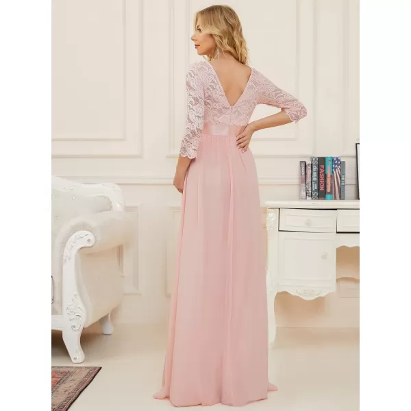 EverPretty Womens Chiffon 34 Sleeve Aline Lace Embroidery Maternity Dress 20797EYUSPink