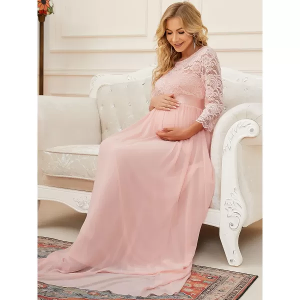 EverPretty Womens Chiffon 34 Sleeve Aline Lace Embroidery Maternity Dress 20797EYUSPink