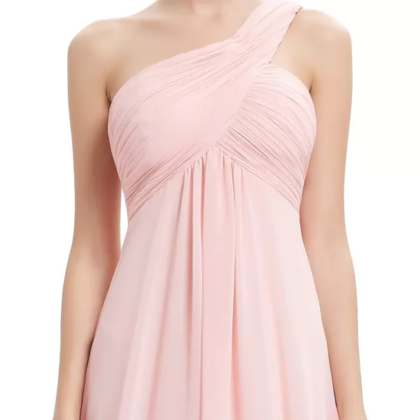 EverPretty Womens Chiffon Bridesmaid Dress OneShoulder Ruched Bust Long Flowy Formal Dresses 09816Pink