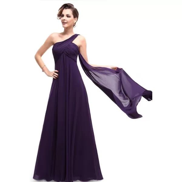 EverPretty Womens Chiffon Bridesmaid Dress OneShoulder Ruched Bust Long Flowy Formal Dresses 09816Purple