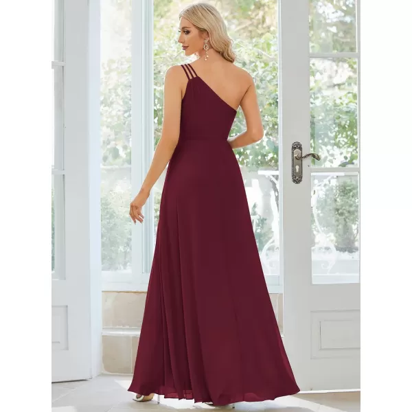 EverPretty Womens Chiffon One Shoulder Crystal A Line Bridesmaid Dress 01732Burgundy