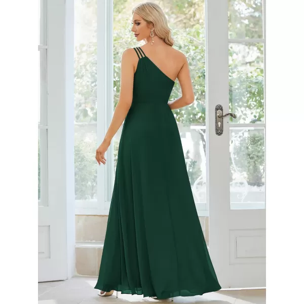 EverPretty Womens Chiffon One Shoulder Crystal A Line Bridesmaid Dress 01732Dark Green