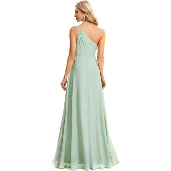 EverPretty Womens Chiffon One Shoulder Crystal A Line Bridesmaid Dress 01732Mint Green