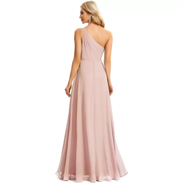 EverPretty Womens Chiffon One Shoulder Crystal A Line Bridesmaid Dress 01732Pink