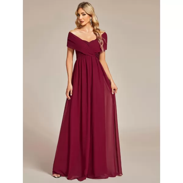 EverPretty Womens Chiffon Pleated A Line TieWaist Convertible Bridesmiad Dress 01491Burgundy