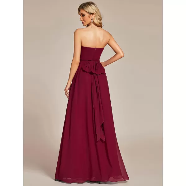 EverPretty Womens Chiffon Pleated A Line TieWaist Convertible Bridesmiad Dress 01491Burgundy