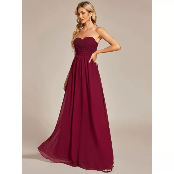 EverPretty Womens Chiffon Pleated A Line TieWaist Convertible Bridesmiad Dress 01491Burgundy