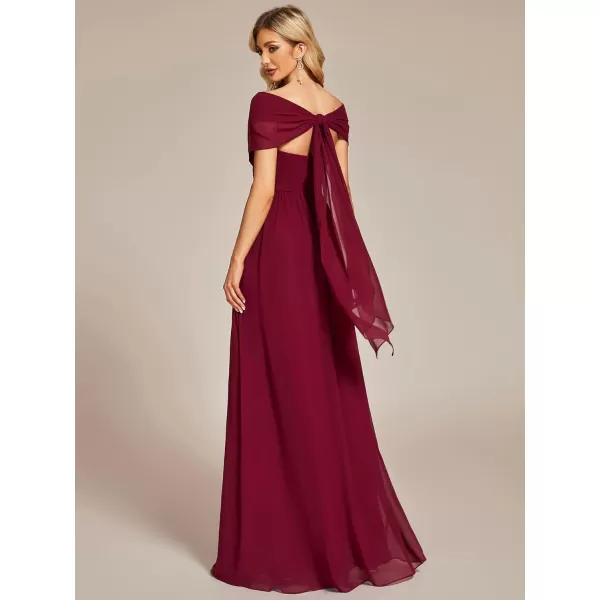 EverPretty Womens Chiffon Pleated A Line TieWaist Convertible Bridesmiad Dress 01491Burgundy